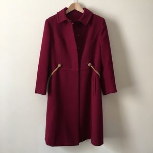 Vintage American Luxury Designer Bonwit Teller Burgundy Heavy Wool Coat